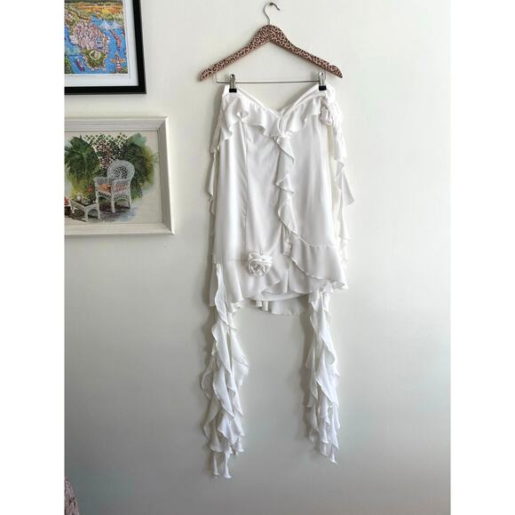 SHOW ME YOUR MUMU Ramona White Ruffle Mini Dress Size Large - Picture 5 of 13